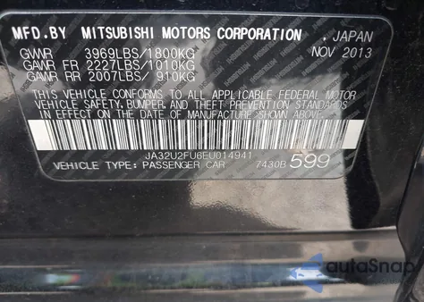 2014 Mitsubishi Lancer Es из США, поврежденный, VIN JA32U2FU6EU014941